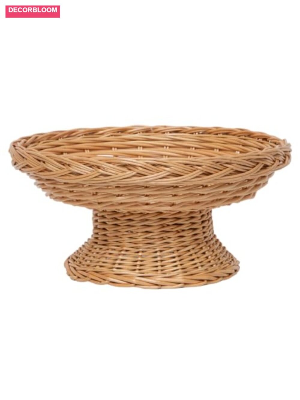 Hand Woven Wicker Pedestal Bowl 12.4in Farmhouse Rustic Centerpiece